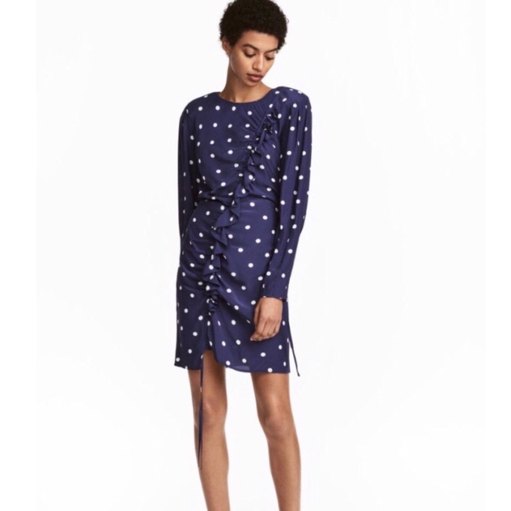 H&M polka dot with drawstring dress size 4